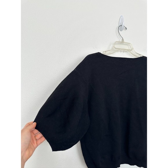 COS Puff Sleeve Half Sleeve Black Sweater Top Contemporary Minimal Women's Large - Picture 9 of 9